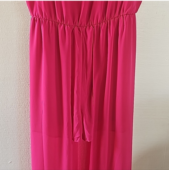 Women's Chiffon Romper-Dress Fuchia Size Large - Picture 3 of 7
